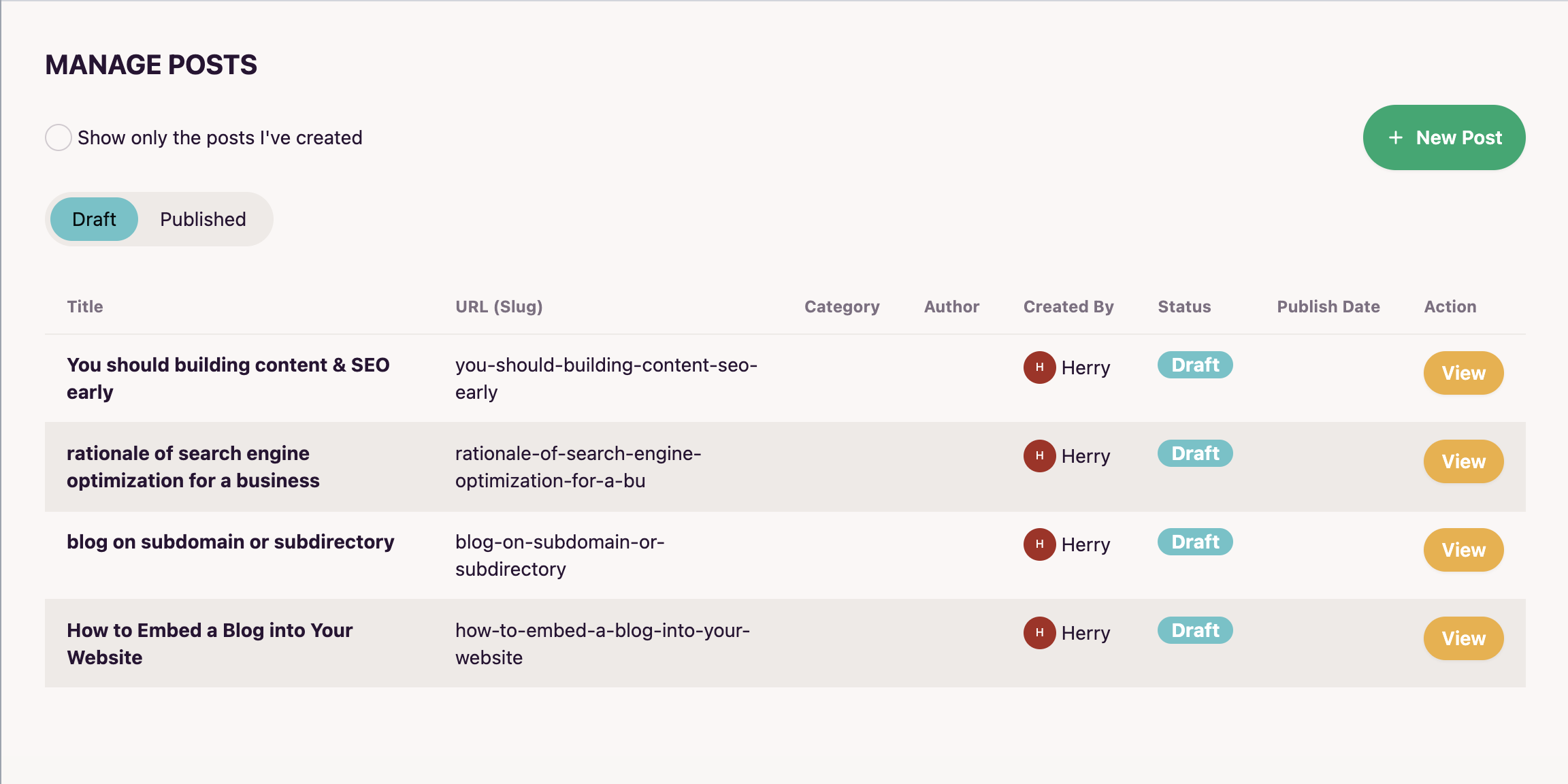 blogstraps dashboard